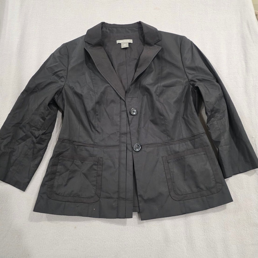 Ann Taylor Black Blazer Jacket Size 10 Two Button Professional Career Workwear